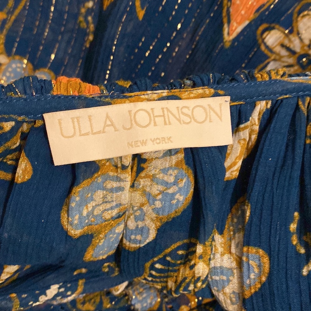 Ulla Johnson Arisa Ruffled Metalic Teal Floral Maxi Dress. Size 2 - Picture 6 of 11